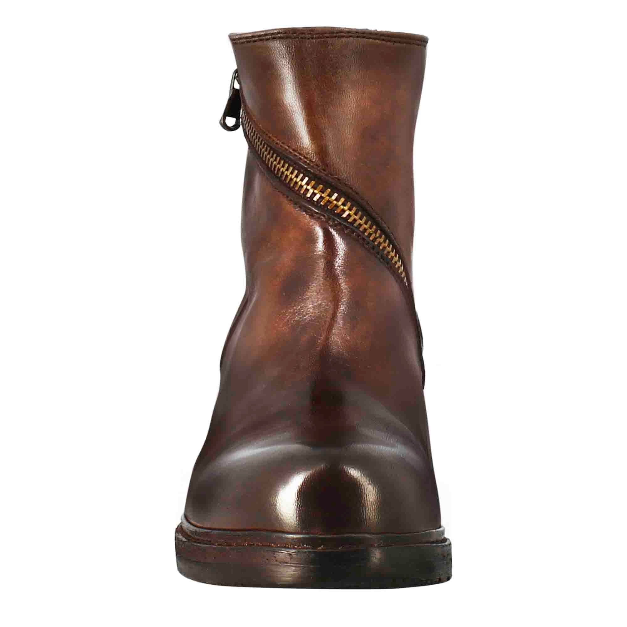 Stivaletto da donna in pelle lavata colore marrone con zip diagonale - Image 3