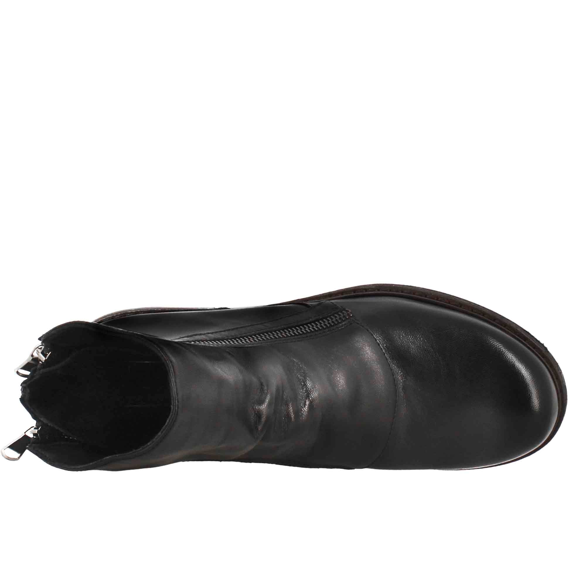Stivaletto da donna in pelle lavata colore nero con doppia zip - Image 5