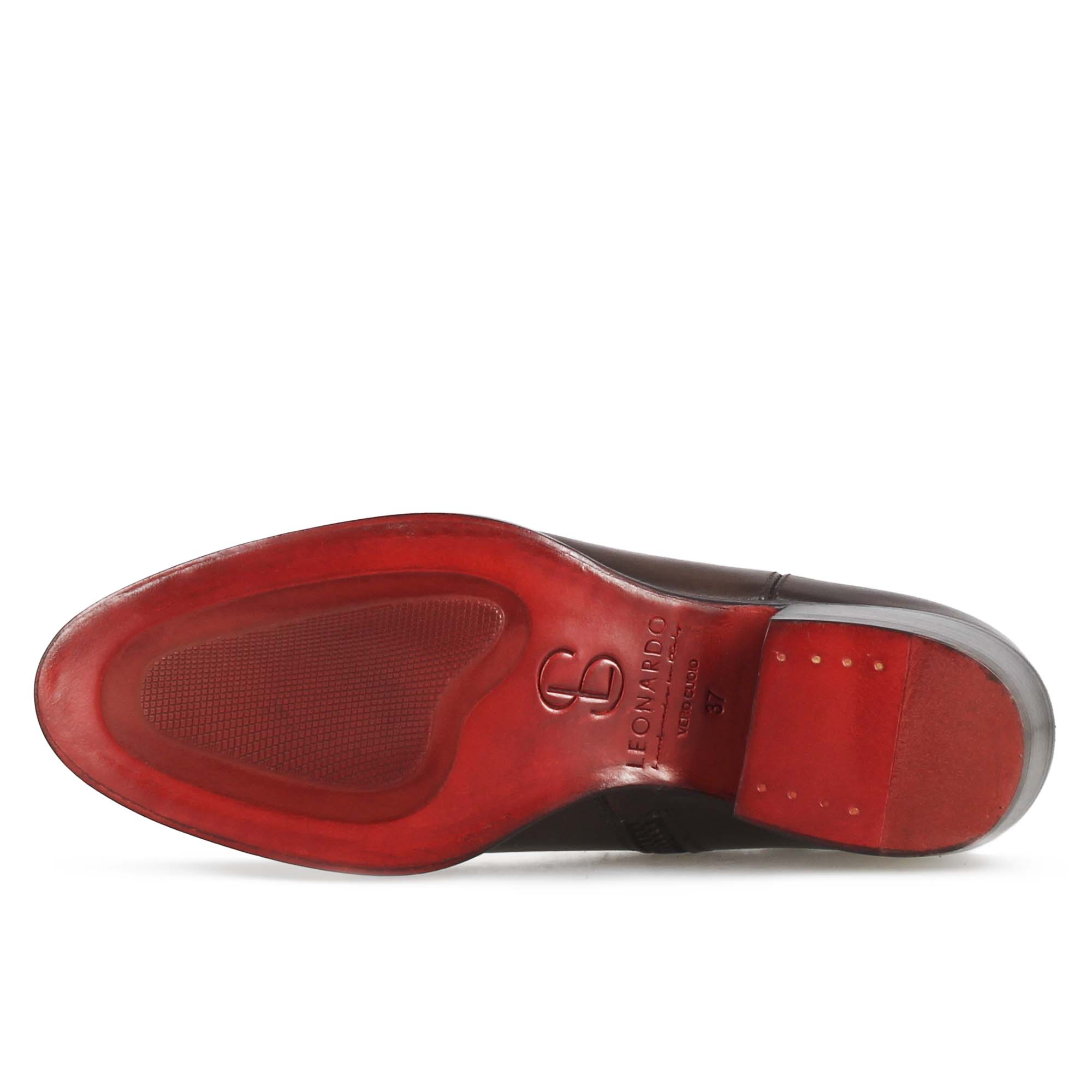 Stivaletto sopra alla caviglia stile texano da donna in pelle colore marrone scuro - Image 4