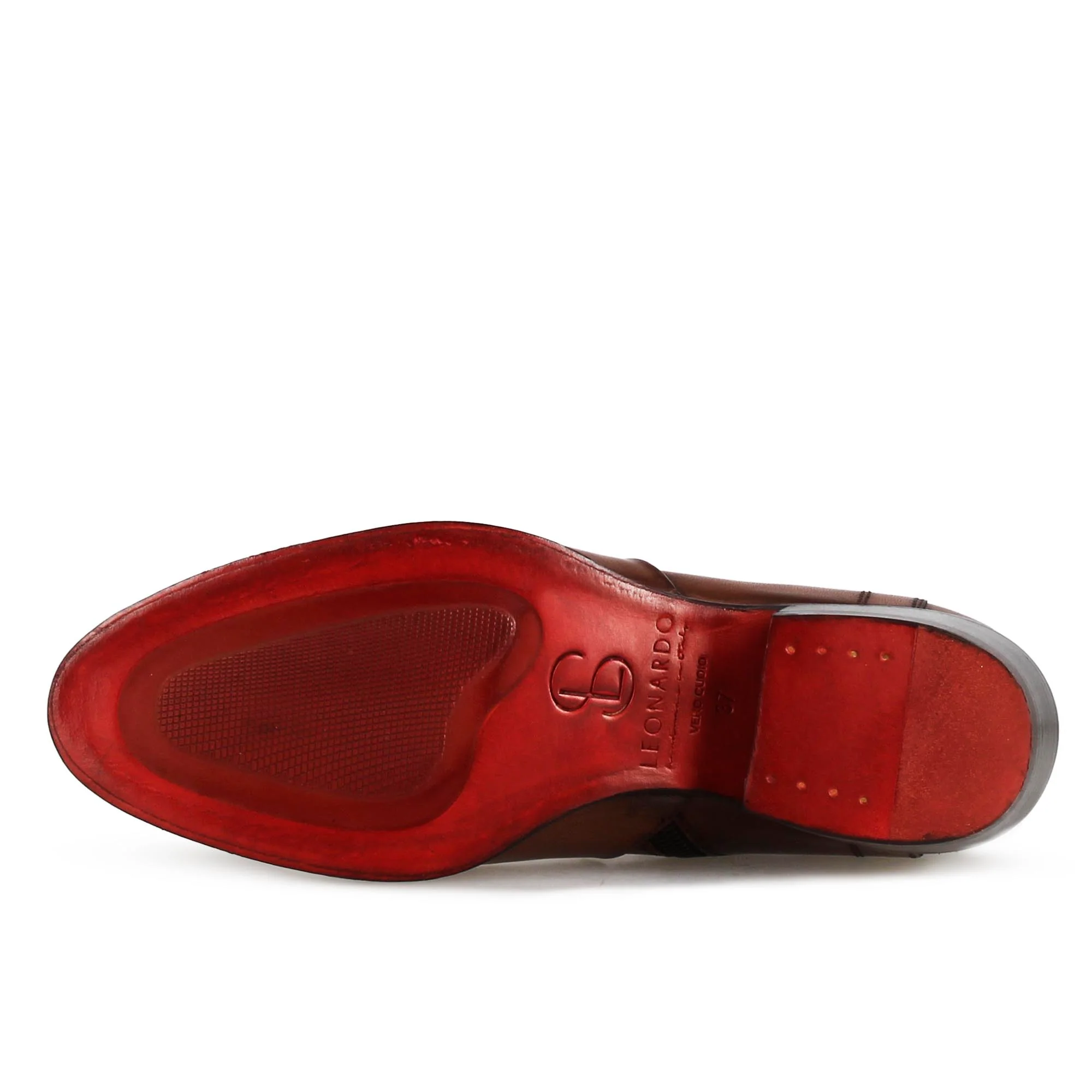Stivaletto stile texano asimmetrico da donna in pelle colore marrone - Image 4