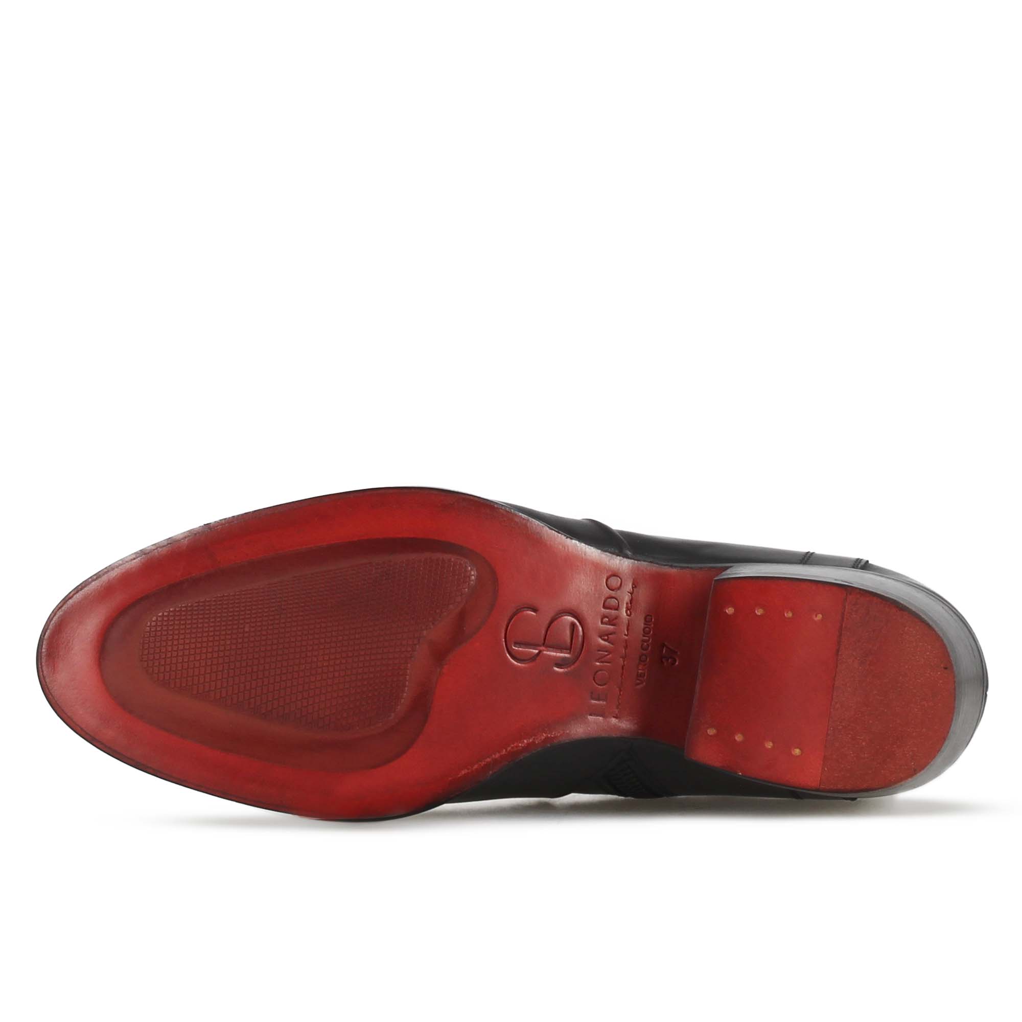 Stivaletto stile texano asimmetrico da donna in pelle colore nero - Image 4