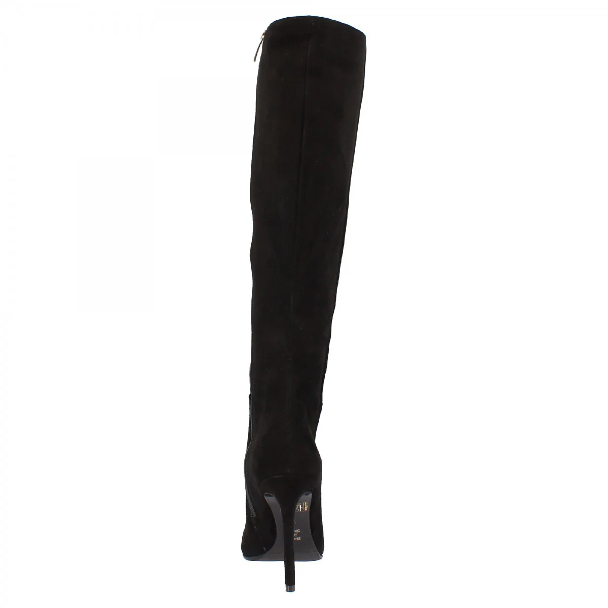 Stivali al ginocchio con tacco a spillo da donna fatti a mano in pelle di camoscio nero con cerniera - Image 3