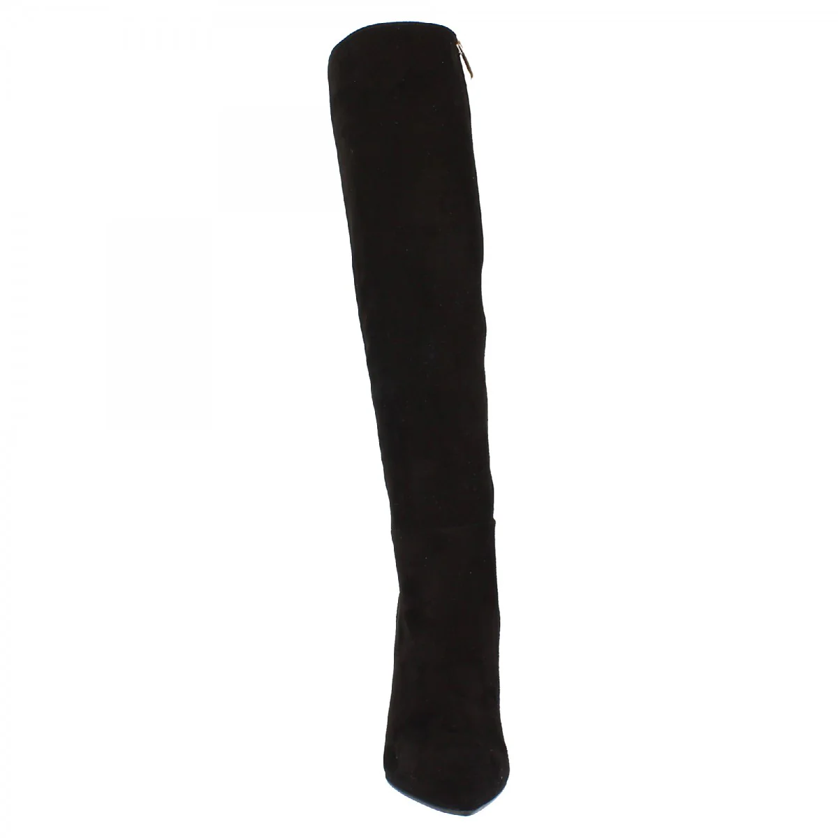Stivali al ginocchio con tacco a spillo da donna fatti a mano in pelle di camoscio nero con cerniera - Image 5